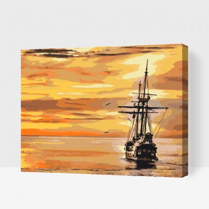 Dipingere con i numeri – Barca a vela al tramonto