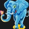 Dipingere con i numeri – Elefante allegro con una farfalla