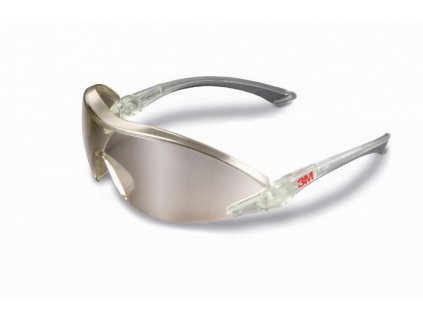 2844 - Ochranné brýle 3M, světle zlatý zrcadlový polykarbonátový zorník, integrované chrániče obočí, polohovatelné postranice s nastavitelnou délkou, měkké vnitřní polstrování