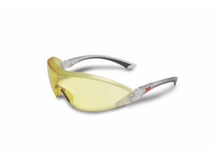 2842 - Ochranné brýle 3M, žlutý polykarbonátový zorník, integrované chrániče obočí, polohovatelné postranice s nastavitelnou délkou, měkké vnitřní polstrování