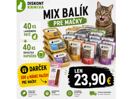 🐾 Mačací MIX BOX 80 ks + DARČEK len za 23,90 €! 🎁