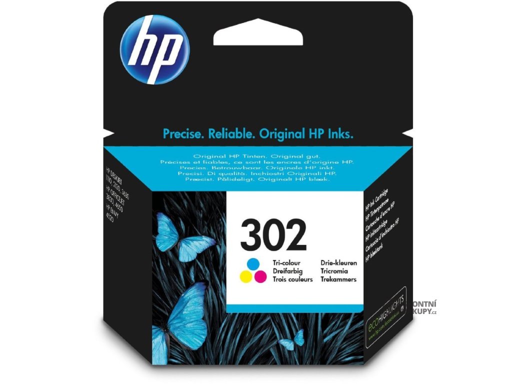 HP inkoustová kazeta 302 tricolor CMY F6U65AE originál F6U65AE
