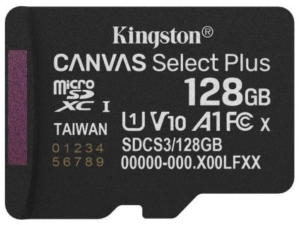 KINGSTON Canvas Select Plus Gen3 128GB microSDXC / A1 / up to  150MB/s  / bez adaptéru SDCS3/128GBSP