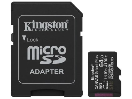 KINGSTON Canvas Select Plus Gen3 64GB microSDXC / A1 / up to  100MB/s  / vč. adaptéru SDCS3/64GB