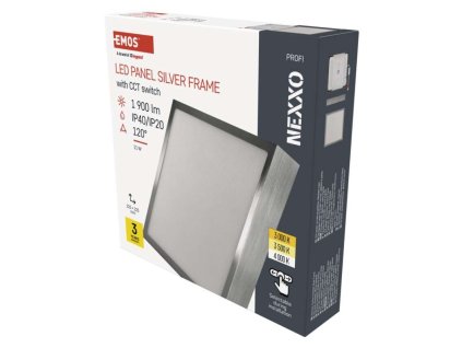 LED přisazené svítidlo NEXXO, čtvercové, stříbrné, 21W, se změnou CCT