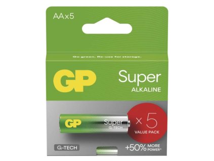Alkalická baterie GP Super AA (LR6), 5 ks