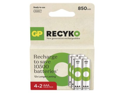 Nabíjecí baterie GP ReCyko 850 AAA (HR03), 6 ks