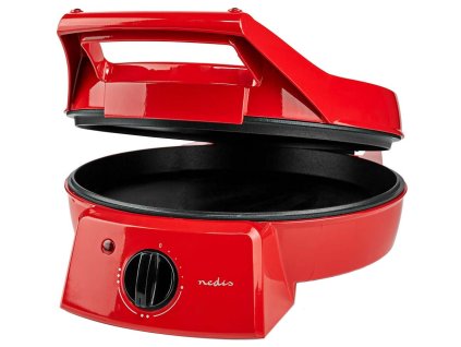 NEDIS pec na pizzu a gril/ 3 nastavení teploty/ velikost grilovací desky 30 cm/ spotřeba 1800 W/ červený (hliník) FCPM100FRD