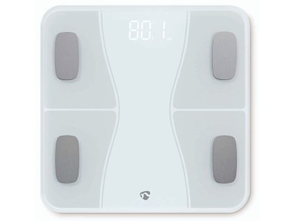 NEDIS chytrá osobní váha/ Bluetooth/ 16 měřících funkcí/ nosnost 180kg/ Android/ iOS/ ABS/ sklo/ bílá BTHPS11WT