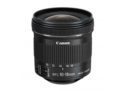 Objektiv Canon EF-S 10-18 mm f/4.5-5.6 IS STM + EW73C + LC kit černý canefs1018ew73c