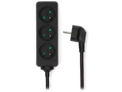 NEDIS napájecí prodlužovací zásuvka/ úhlová/ 3x zásuvka/ černá/ 3m ESOC330E1BK