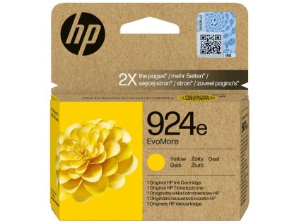 HP 924e EvoMore Žlutá originální inkoustová kazeta 4K0U9NE