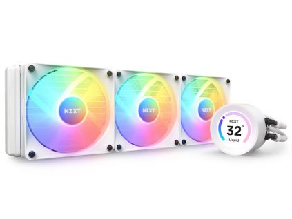 NZXT vodní chladič Kraken 360 ELITE RGB / 3x120mm RGB fan / 4-pin PWM / LCD disp. / 6 let / bílý RL-KR36E-W1