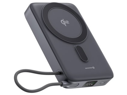 Swissten Power Bank Magsafe Qi2 15W, 10000 mAh s Integrovaným Kabelem USB-C Černá 22013979
