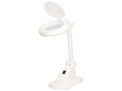 NEDIS zvětšovací stolní LED lampa/ čočka 3 + 12 dioptrií/ spotřeba 6 W/ teplota 6500 K/ světelný tok 400 lm/ bílá MAGLE1WT