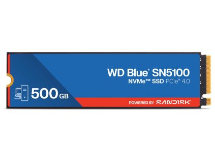 WD Blue SN5100 500GB SSD Powered by SANDISK / NVMe M.2 PCIe Gen4 / Interní / chladič / M.2 2280 WDS500G5B0E-00CPE0