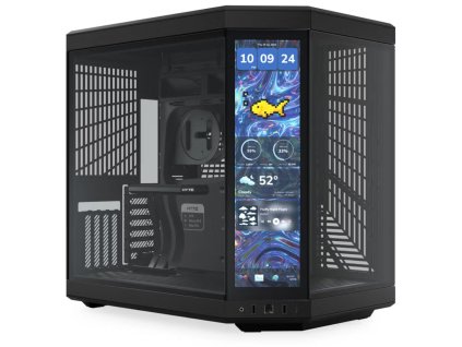 HYTE skříň Y70 Touch Infinite Pitch Black / 14,9" dotykový displej / levé a přední sklo / Riser PCIe 4.0 / bez zdroje / CS-HYTE-Y70TTI-BB