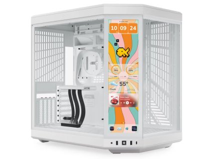 HYTE skříň Y70 Touch Infinite Snow White / 14,9" dotykový displej / levé a přední sklo / Riser PCIe 4.0 / bez zdroje CS-HYTE-Y70TTI-WW