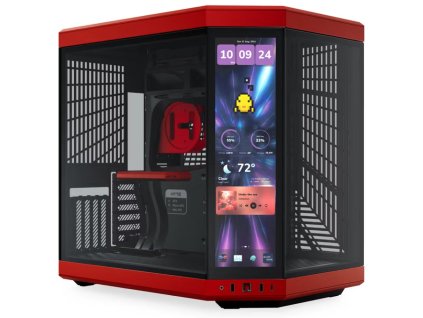 HYTE skříň Y70 Touch Infinite Black Cherry / 14,9" dotykový displej / levé a přední sklo / Riser PCIe 4.0 / bez zdroje / CS-HYTE-Y70TTI-RB