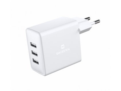 SWISSTEN SÍŤOVÝ ADAPTÉR 3x USB 3A 15W BÍLÝ