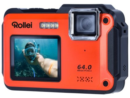 Rollei Sportsline 64 Selfie/ 64 MPix/ 16x zoom/ 2,8" LCD+ 2"LCD/ 4K video/ Voděodolný 5m/ Oranžový 10074