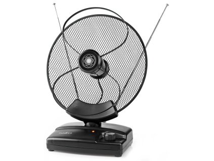 NEDIS aktivní pokojová DVB-T/T2 anténa/ FM / UHF / VHF/ rozsah příjmu 1-25 km/ LTE711/ zesílení 36 dB/ ovládání zesílení ANIR2513BK711