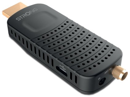 STRONG DVB-T/T2 tuner HDMI stick SRT 84/ Full HD/ H.265/HEVC/ externí anténa/ EPG/ PVR/ HDMI/ USB/ micro USB/ IR/ černý SRT84