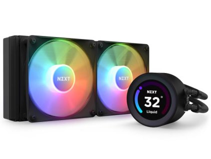 NZXT vodní chladič Kraken 240 ELITE RGB / 2x120mm RGB fan / 4-pin PWM / LCD disp. / 6 let RL-KR24E-B1