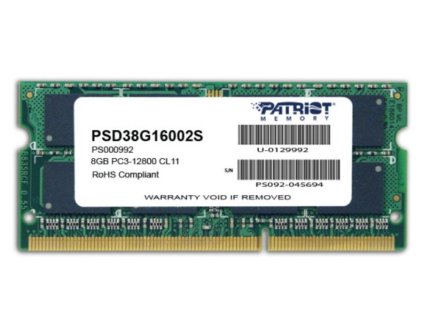 PATRIOT Signature 8GB DDR3 1600MHz / SO-DIMM / CL11 / PC3-12800 PSD38G16002S