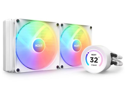 NZXT vodní chladič Kraken 280 ELITE RGB / 2x140mm RGB fan / 4-pin PWM / LCD disp. / 6 let / bílý RL-KR28E-W1