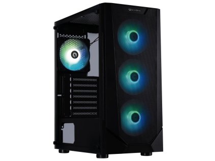 BitFenix skříň C61 Negro / ATX /  4x 121mm ARGB fan + controller / 2xUSB 2.1 / USB 3.1 / tvrzené sklo / černá BFC-C61-KKGSK-4A