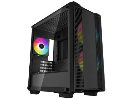 DEEPCOOL skříň CC361 ARGB / MicroATX / 3x121 ARGB fan / USB 2.1 / USB 3.1 / tvrzené sklo / černá R-CC361-BKAPM3-G-1