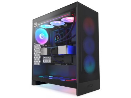 NZXT skříň H7 Flow RGB edition / ATX / 1x 360mm RGB Fan/ USB-C / 2x USB / proskl. bočnice / mesh panel / RGB / černá CM-H72FB-R1