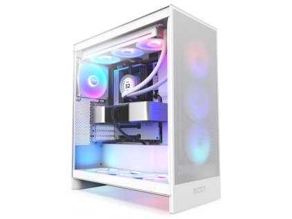NZXT skříň H7 Flow RGB edition / ATX / 1x 360mm RGB Fan/ USB-C / 2x USB / proskl. bočnice / mesh panel / RGB / bílá CM-H72FW-R1