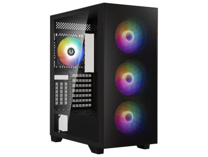 BitFenix skříň Flow FRGB/ ATX / 4x 121mm FRGB fan / 2x USB 3.1 / tvrzené sklo / černá BFC-FLO-311-KKGSK-4F