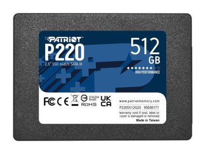 PATRIOT P220 512GB SSD / Interní / 2,5" / SATA 6Gb/s / P220S512G25