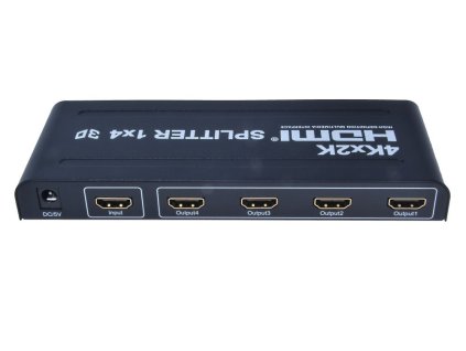 PremiumCord HDMI splitter 1-4 porty kovový s napájením, 4K, FULL HD, 3D khsplit4b