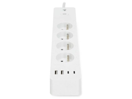 NEDIS Wi-Fi chytrý prodlužovací přívod/ 3x zásuvka typu E/ 16A/ 2x USB-A/ 2x USB-C/ 2m/ Android/ iOS/ bílá WIFIP313EWT