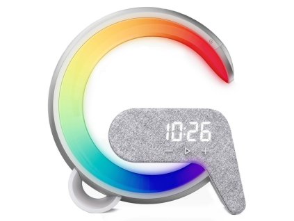 IMMAX LED relaxační lampička FLAMINGO/ Qi nabíjení/ budík/ RGB/ 300lm/ USB výstup/ BT 5.1/ stříbrná 08987L