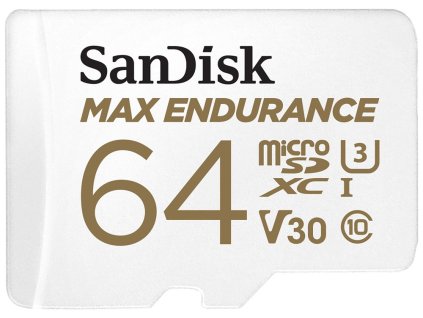 SanDisk MAX ENDURANCE microSDXC 64GB / C11, U3, V31 / 31,111 Hours / + SD Adaptér SDSQQVR-164G-GN6IA