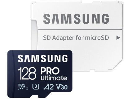 SAMSUNG PRO Ultimate MicroSDXC 128GB + SD Adaptér / CL10 UHS-I U3 / A2 / V30 MB-MY128SA/WW