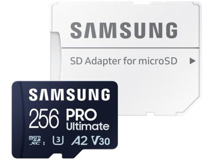 SAMSUNG PRO Ultimate MicroSDXC 256GB + SD Adaptér / CL10 UHS-I U3 / A2 / V30 MB-MY256SA/WW
