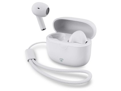 NEDIS bezdrátová sluchátka + mikrofon/ TWS/ BT/ 94 dB/ výdrž 16 hodin/ hlasové ovládání/ nabíjecí pouzdro/ USB-C/ bílé HPBT2400WT