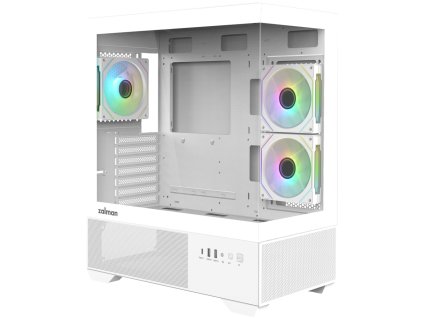Zalman skříň Chronix / midT / 3x121mm ARGB fan / USB 2.1 / USB 3.1 / USB-C / panoramatická / bílá Chronix White