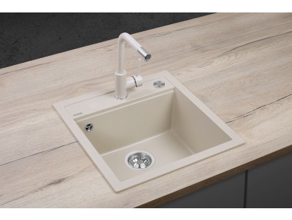 CONCEPT Granitový dřez bez odkapu DG00C50be Cubis BÉŽOVÝ
