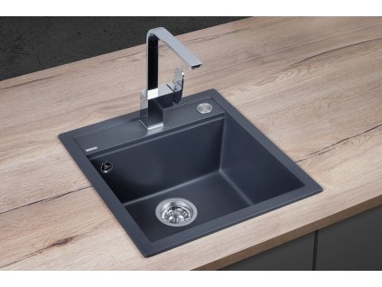 CONCEPT Granitový dřez bez odkapu DG00C50dg Cubis TMAVĚ ŠEDÝ