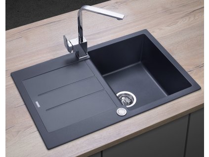 CONCEPT Granitový dřez s odkapem DG10C45dg Cubis TMAVĚ ŠEDÝ