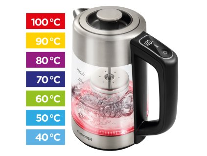 CONCEPT Rychlovarná konvice s regulací teploty se sítkem 1,7 l RK4190