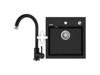 CONCEPT SET Dřez granitový bez odkapu DG00c50bc + Baterie dřezová granit BDG3234bc