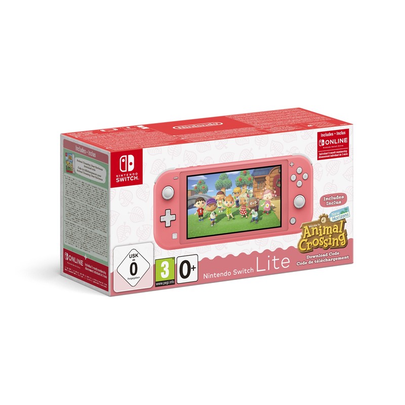 Herní konzole Nintendo Switch Lite + Animal Crossing: New Horizons + Nintendo SWITCH online předplatné na 3 měsíce růžová Vráceno-chybí hry a předplatné